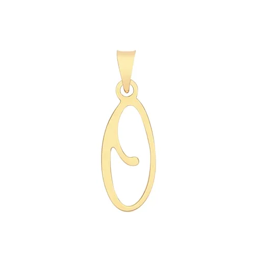 9ct Yellow Gold Script Initial Pendant 19 X 10mm + 5.5mm Bale O